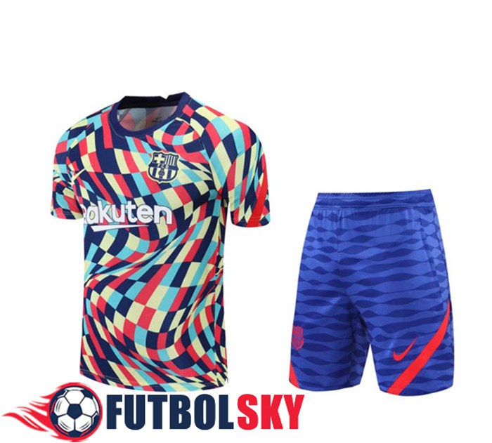 Camiseta Entrenamiento FC Barcelona + Cortos Amarillo/Azul/Rojo 2020/2021