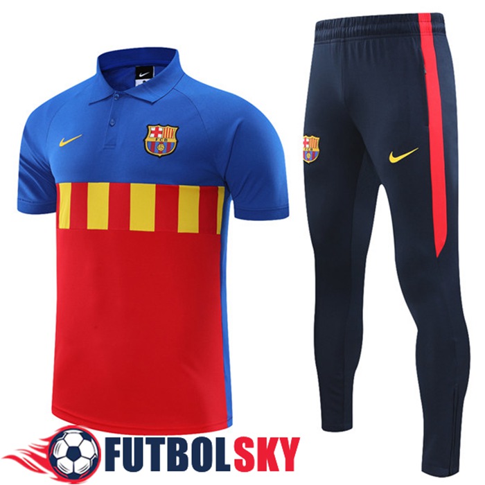 Camiseta Polo FC Barcelona + Pantalones Azul/Rojo 2021/2022
