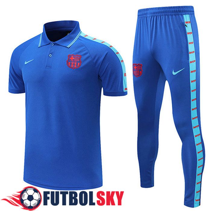 Camiseta Polo FC Barcelona + Pantalones Azul 2021/2022 -01