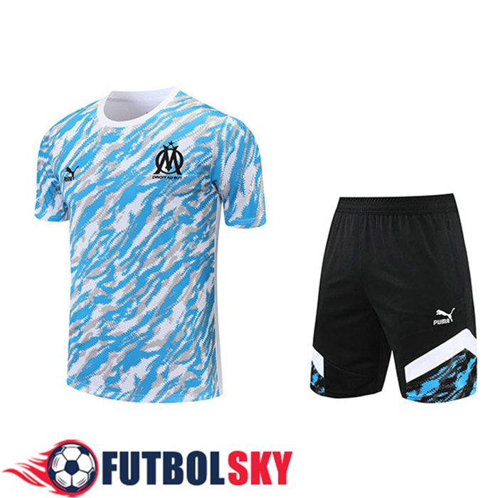 Camiseta Entrenamiento Marsella + Cortos Blanca/Azul 2021/2022