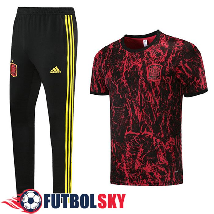 Camiseta Entrenamiento España + Pantalones Rojo/Negro/Amarillo 2021/2022