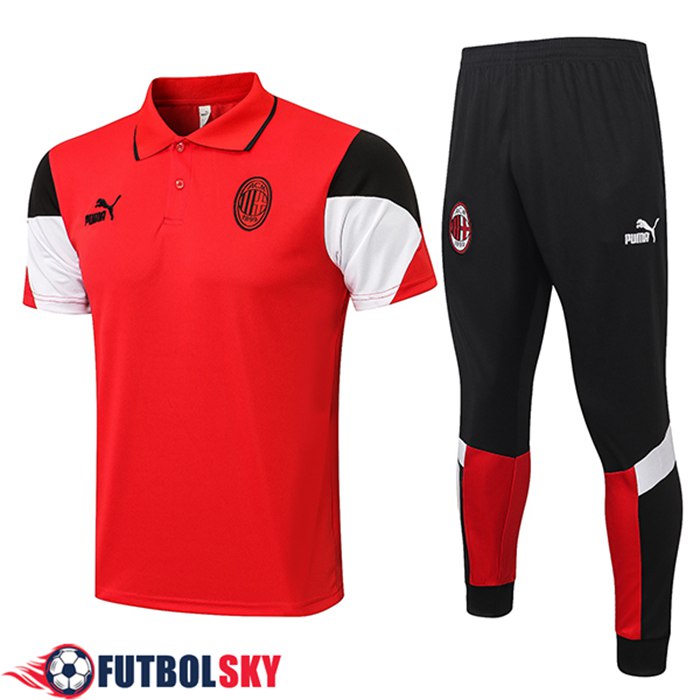 Camiseta Entrenamiento AC Milan + Pantalones Blanca/Rojo 2021/2022