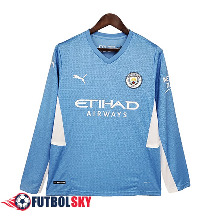 Camiseta Futbol Manchester City Titular Manga Larga 2021/2022