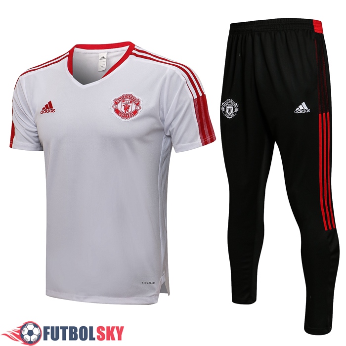 Camiseta Entrenamiento Manchester United + Pantalones Blanca/Rojo 2021/2022
