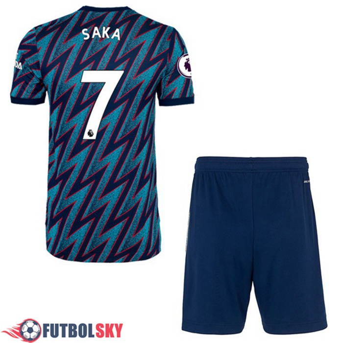 Camiseta Futbol FC Arsenal (Bukayo Saka 7) Ninos Tercero 2021/2022