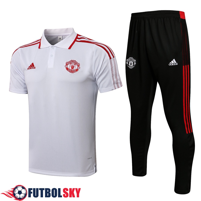 Camiseta Polo Manchester United + Pantalones Rojo/Blanca 2021/2022 -01