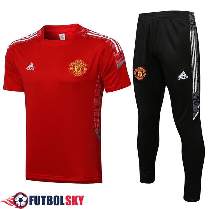 Camiseta Polo Manchester United + Pantalones Blanca/Rojo 2021/2022 -02