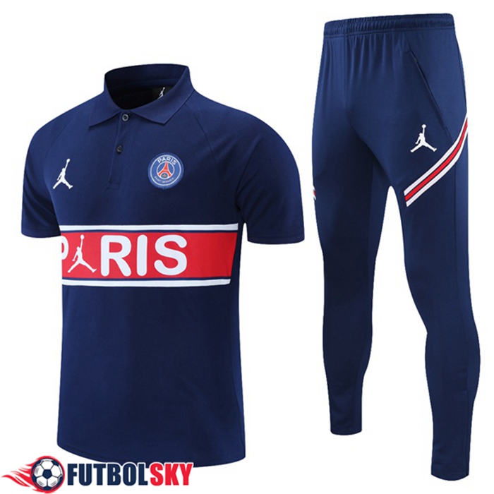 Camiseta Polo Jordan PSG + Pantalones Azul Marino/Rojo/Blanca 2021/2022
