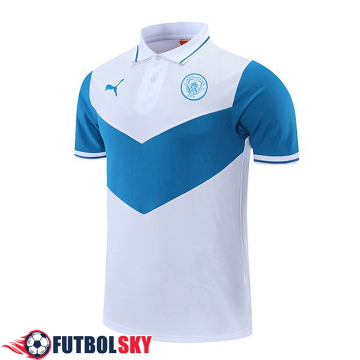 Camiseta Polo Manchester City Blanca/Azul 2021/2022