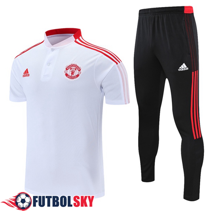 Camiseta Polo Manchester United + Pantalones Blancaa/Rojo2021/2022