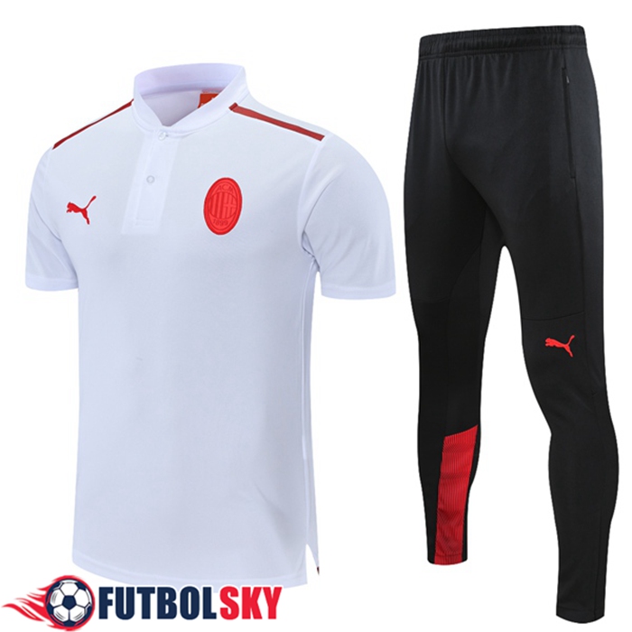 Camiseta Polo AC Milan + Pantalones Blancaa/Rojo 2021/2022 -01
