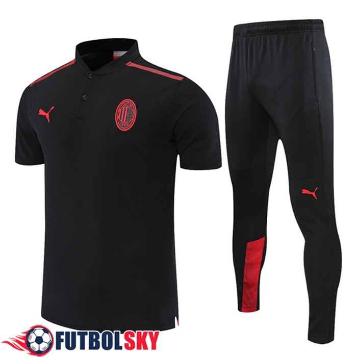Camiseta Polo AC Milan + Pantalones Negro/Rojo 2021/2022 -01