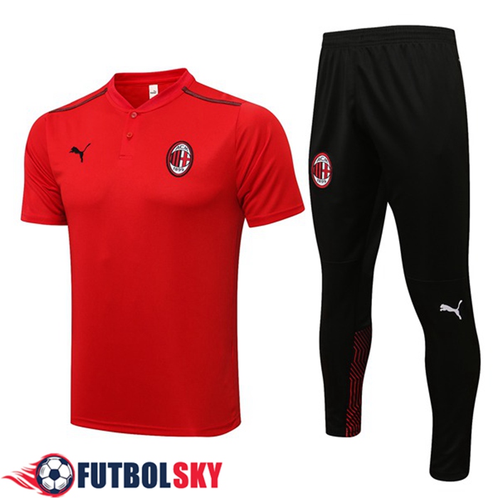 Camiseta Polo AC Milan + Pantalones Rojo/Negro 2021/2022