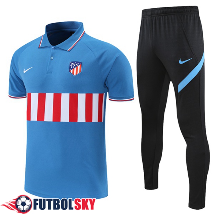 Camiseta Polo Atletico Madrid + Pantalones Azul/Rojo/Blancaa 2021/2022
