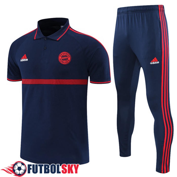 Camiseta Polo Bayern Munich + Pantalones Azul Marino/Rojo 2021/2022