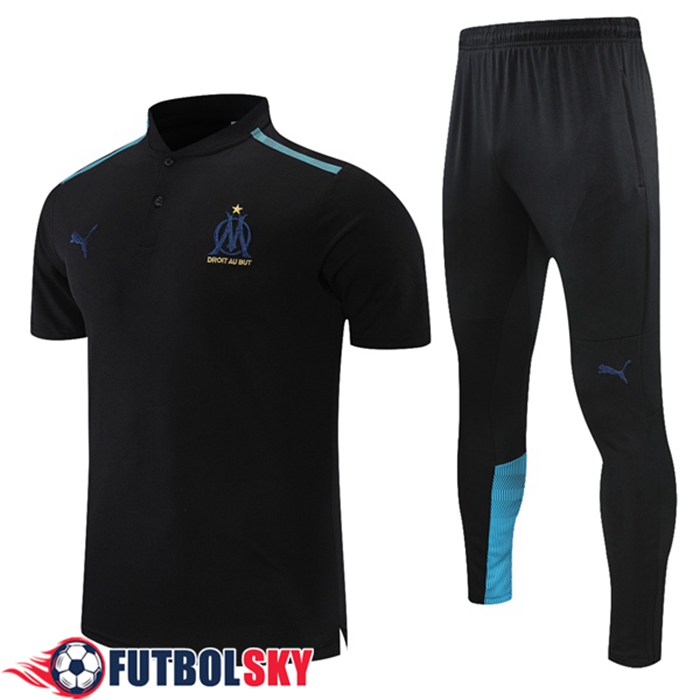 Camiseta Polo Marsella OM + Pantalones Negro/Azul 2021/2022