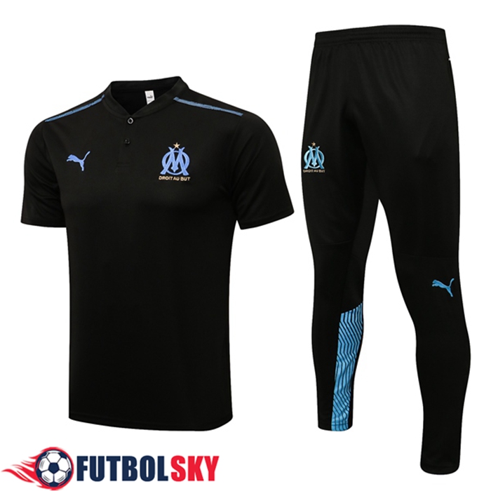 Camiseta Polo Marsella OM + Pantalones Negro/Azul 2021/2022 -01