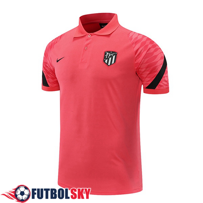Camiseta Polo Atletico Madrid Negro/Rojo 2021/2022