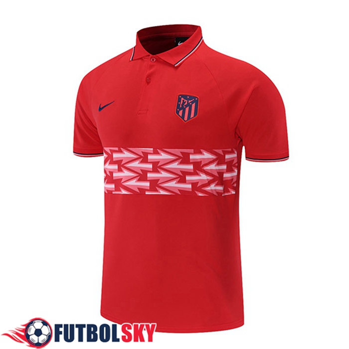 Camiseta Polo Atletico Madrid Blancaa/Rojo 2021/2022