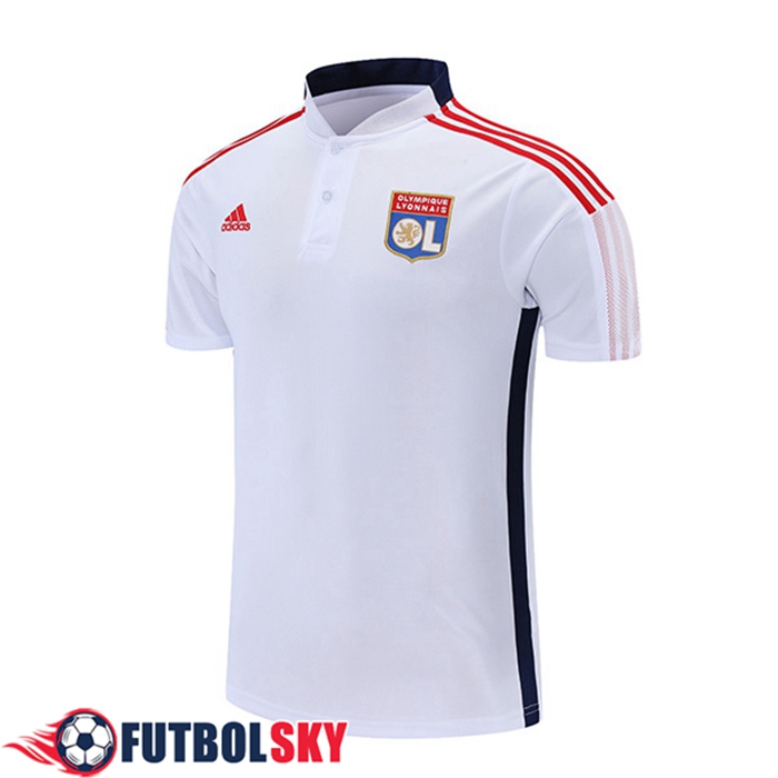 Camiseta Polo Lyon OL Blancaa/Azul Marino 2021/2022