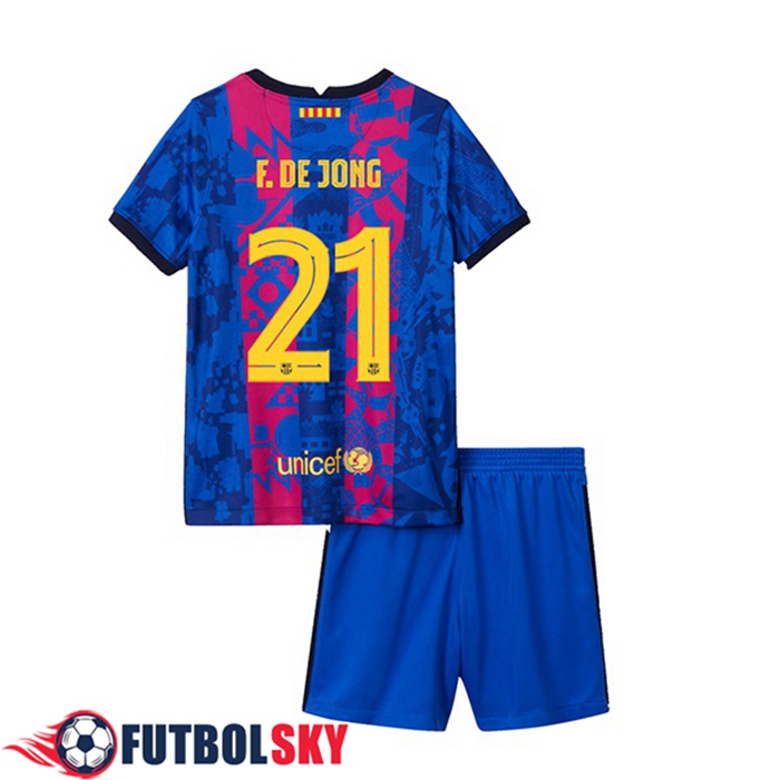 Camiseta FC Barcelona (F.DE JONG 21) Ninos Tercero 2021/2022
