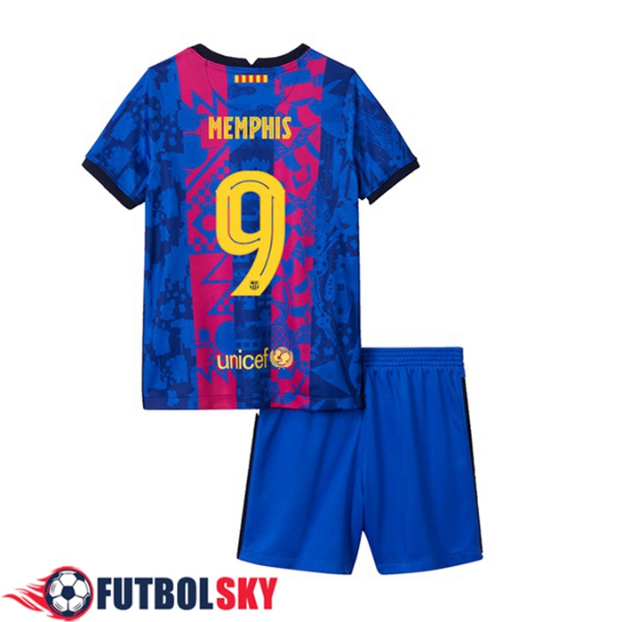 Camiseta FC Barcelona (Memphis 9) Ninos Tercero 2021/2022