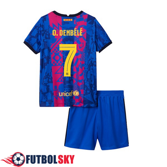 Camiseta FC Barcelona (Ousmane Dembele 7) Ninos Tercero 2021/2022