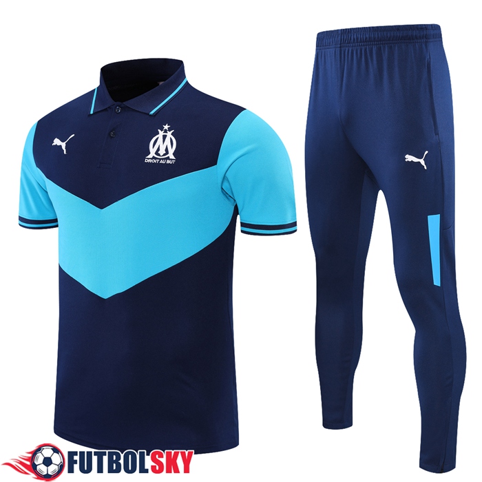 Camiseta Polo Marsella OM + Pantalones Azul Marino/Azul 2021/2022