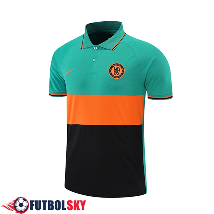 Camiseta Polo FC Chelsea Negro/Verde/Orange 2021/2022