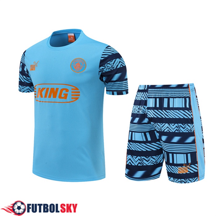 Camiseta Entrenamiento Manchester City + Cortos Azul 2022/2023