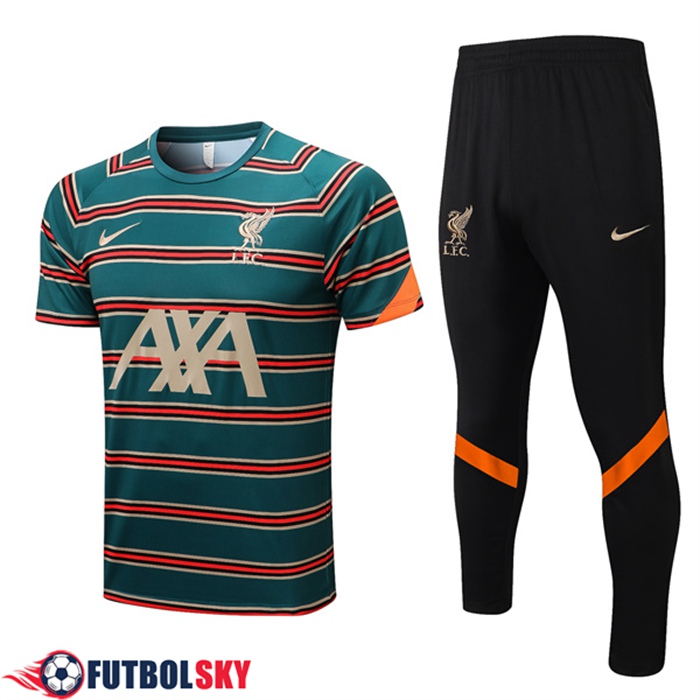 Camiseta Entrenamiento FC Liverpool + Pantalones Verde/Rojo 2022/2023