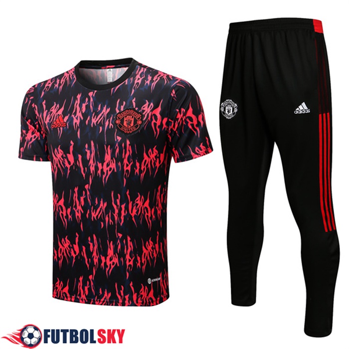 Camiseta Entrenamiento Manchester United + Pantalones Negro/Rojo 2022/2023