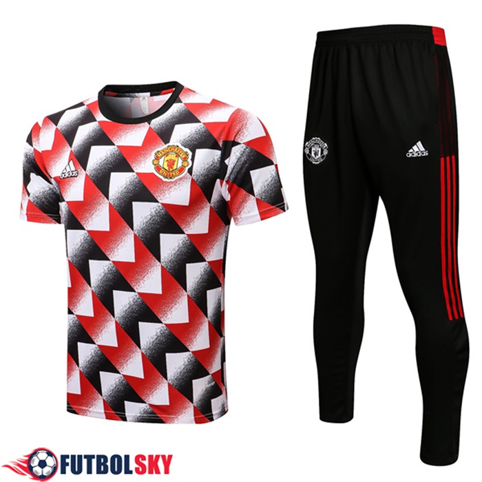 Camiseta Entrenamiento Manchester United + Pantalones Rojo/Negro 2022/2023