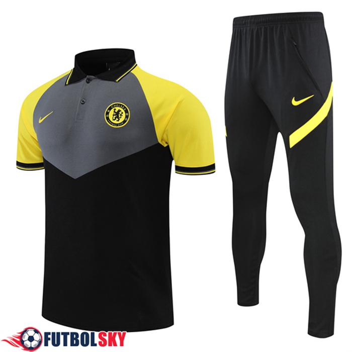 Camiseta Polo FC Chelsea Negro/Amarillo 2022/2023