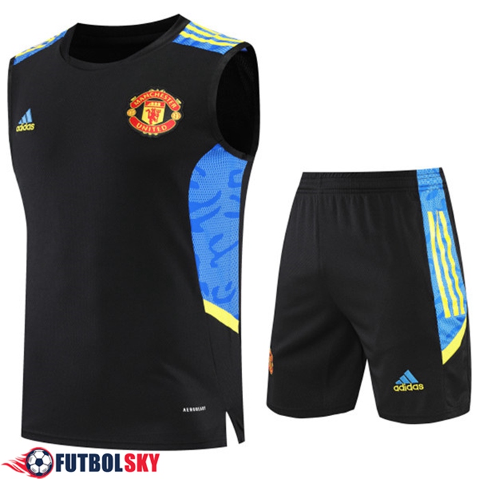 Camiseta Entrenamiento sin mangas + Cortos Manchester United Negro/Azul 2022/2023