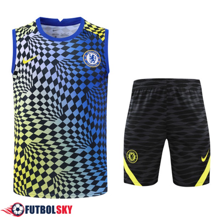 Camiseta Entrenamiento sin mangas + Cortos FC Chelsea Azul/Amarillo 2022/2023
