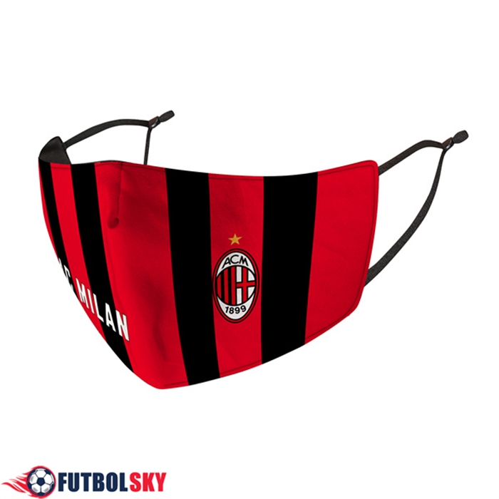 Mascarilla Futbol AC Milan Rojo/Negro Reutilisable