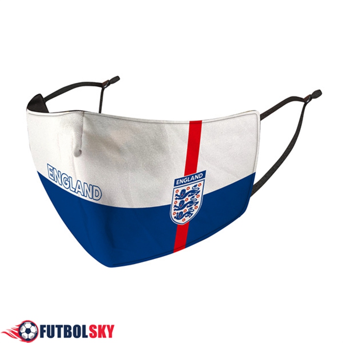 Mascarilla Futbol Inglaterra Blanco/Azul Reutilisable