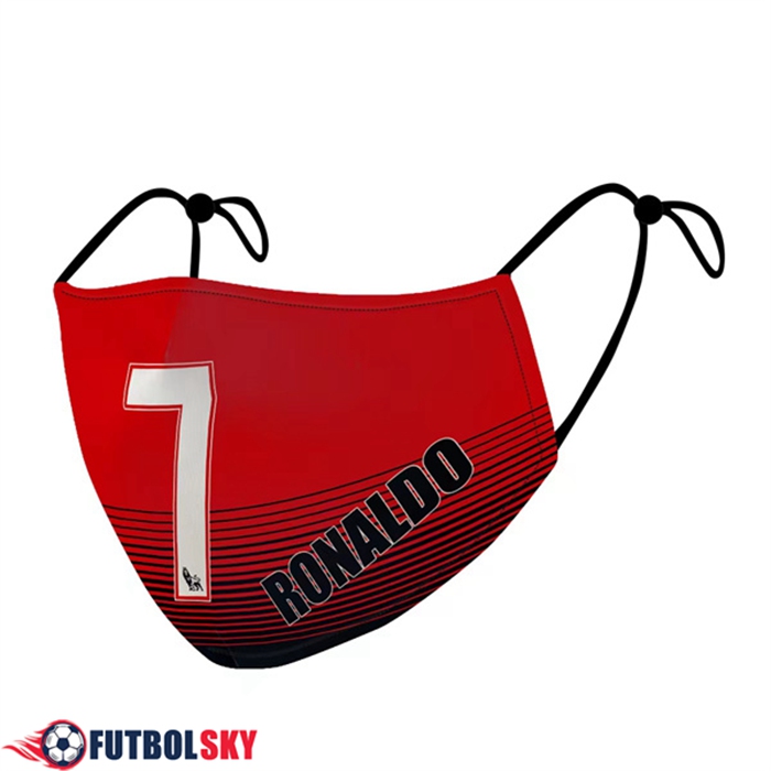 Mascarilla Futbol Ronaldo 7 Rojo/Negro Reutilisable