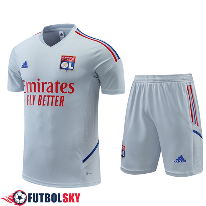 Camiseta Entrenamiento + Cortos Lyon Gris 2022/2023