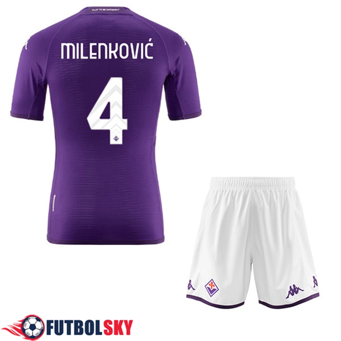 Camisetas De Futbol ACF Fiorentina (MILENKOVIĆ #4) Ninos Primera 2022/23