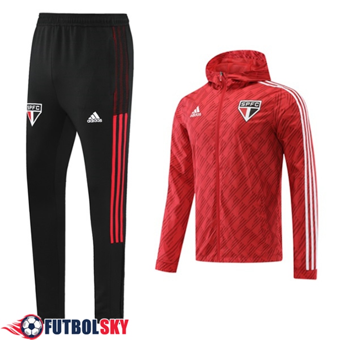 Chaqueta Con Capucha Chandal Rompevientos Sao Paulo FC Rojo 2022/2023