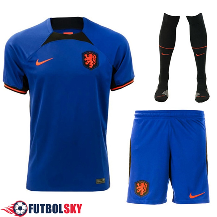 Camisetas Futbol Países Bajos Segunda (Cortos + Pantalones) Copa Del Mundo 2022