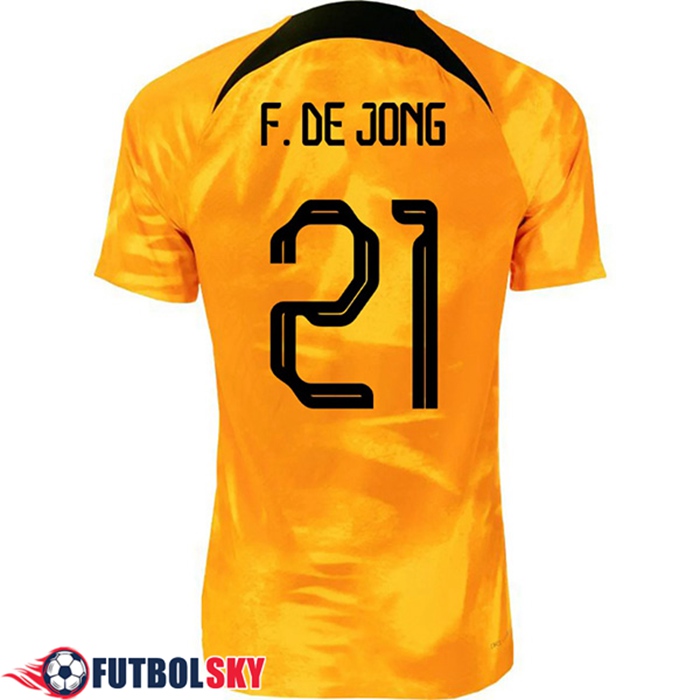 Camisetas De Futbol Países Bajos (F.DE JONG #21) Copa Del Mundo 2022 Primera