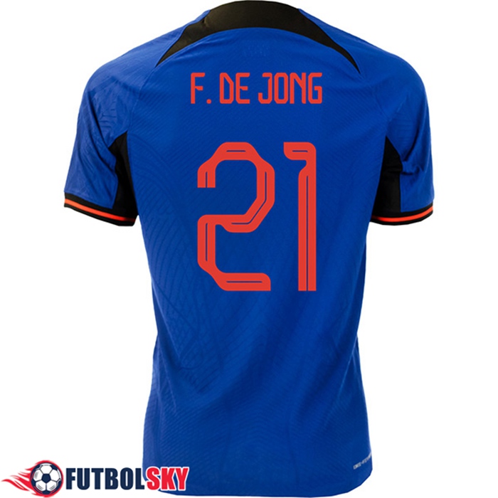 Camisetas De Futbol Países Bajos (F.DE JONG #21) Copa Del Mundo 2022 Segunda