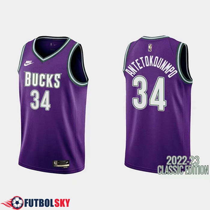 Camisetas Brooklyn Nets (ANTETOKOUNMPO #34) 2022/23 Violeta