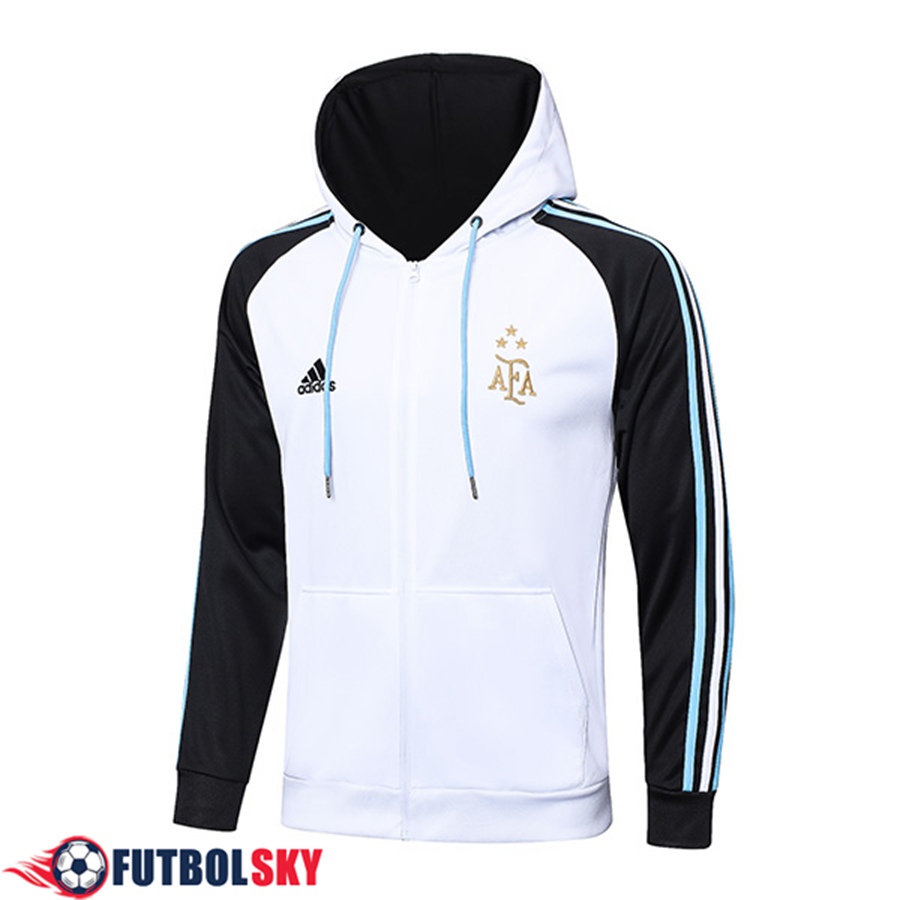 Chaqueta Con Capucha Argentina 3 Stars Blanco/Negro 2022/2023