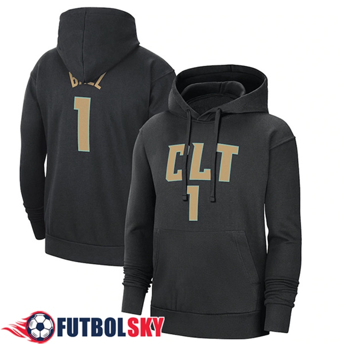 Sudadera De Entrenamiento Capucha Charlotte Hornets Negro 2023