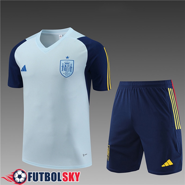 Camiseta Entrenamiento + Cortos España Ninos Azul Claro 2023/2024