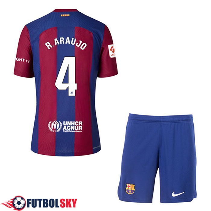 Camisetas De Futbol Barcelona (R. ARAUJO #4) Ninos 2023/2024 Primera